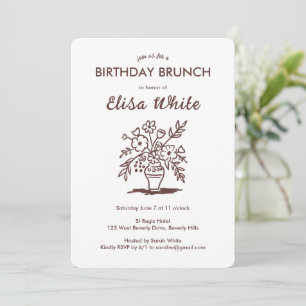 Invitation Vase florale Rustique Whimsical Anniversaire Fête 