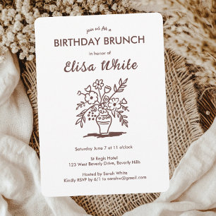 Invitation Vase florale Rustique Whimsical Anniversaire Fête 