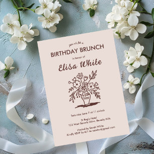 Invitation Vase florale Rustique Whimsical Anniversaire Fête