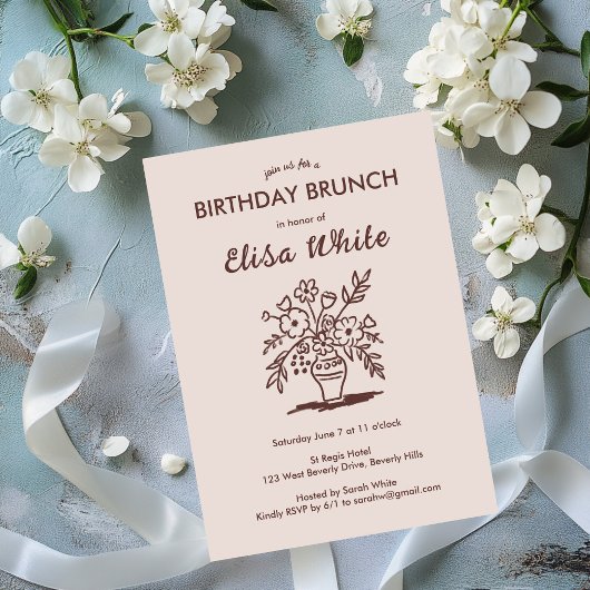 Invitation Vase florale Rustique Whimsical Anniversaire Fête 