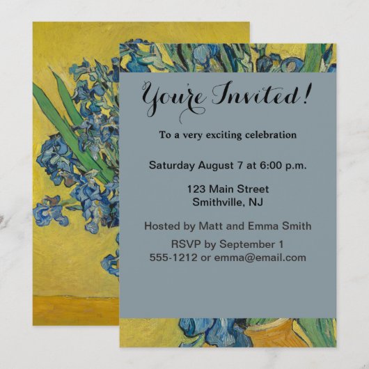 Invitation Vase Van Gogh avec Iris Classic Impressionnisme (Devant / Derrière)