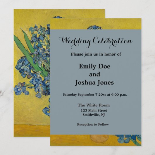 Invitation Vase Van Gogh avec Iris Classic Impressionnisme (Devant / Derrière)