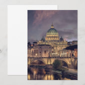 Invitation Vatican night sky destination wedding Rome Italy (Devant / Derrière)