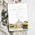 Invitation Vatican Rome Italie Dîner de répétition<br><div class="desc">Rome Italie Aquarelle Paysage Collection de thèmes.- c'est un script élégant aquarelle Illustration de la Basilique Saint-Pierre et du pont Saint-Ange, rivière Tibre, Rome Italie paysage, parfait pour votre destination italienne mariage et fêtes. Il est très facile de customiser, avec vos données personnelles. Si vous avez besoin d'un autre produit...</div>