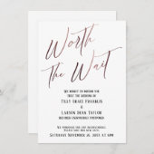 Invitation Vaut la peine d'attente reportée Mariage Rose or (Devant / Derrière)