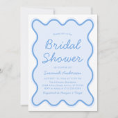 Invitation Vave Courbe moderne Gras Squiggle Fête des mariées (Devant)