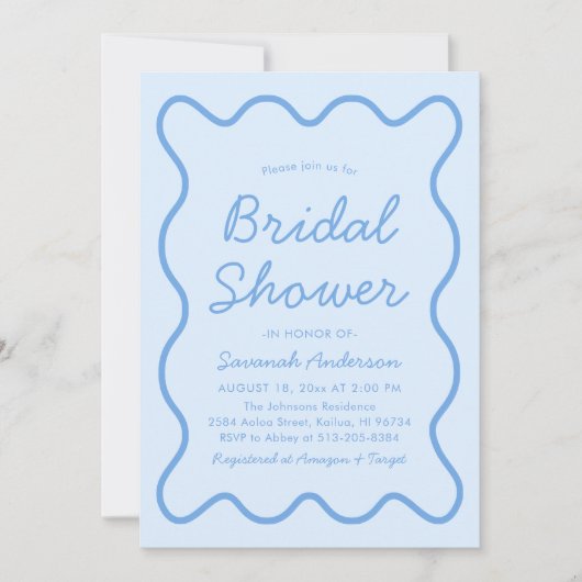 Invitation Vave Courbe moderne Gras Squiggle Fête des mariées (Devant)