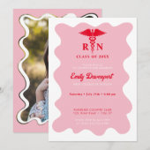 Invitation Vavey infirmière rétro photo de graduation sur le (Devant / Derrière)