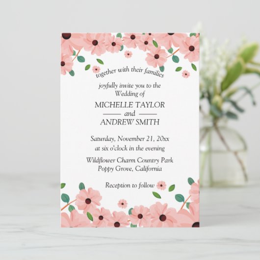 Invitation vectorielle Mariage de fleurs (Debout devant)