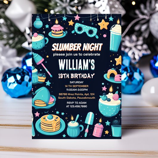 Invitation vedettes nocturnes Sleepover Fête de bois 13e anni