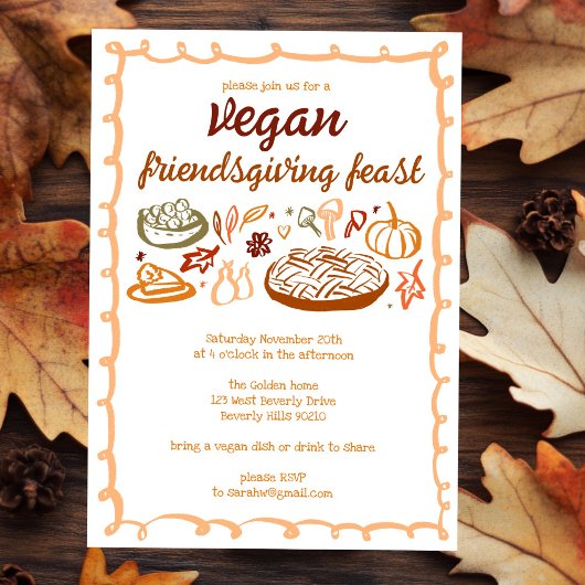 Invitation VEGAN Whimsgiving Friendsgiving CUSTOM