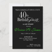 Invitation Végas Art déco Swank 40e anniversaire vert noir (Dos)