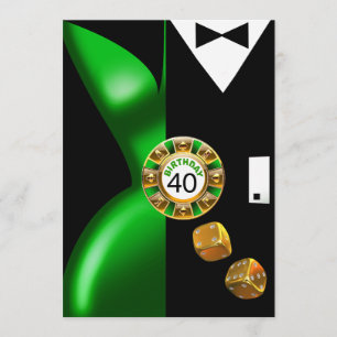 Invitation Végas Art déco Swank 40e anniversaire vert noir