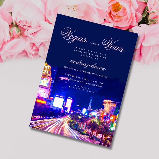 Invitation Vegas Before Vows Enterrement de Vie de Jeune Fill
