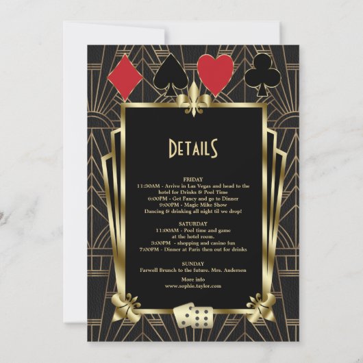 Invitation Vegas Casino Great Gatsby Bachelorette Week-end (Dos)