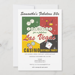 Invitation Vegas Casino Poker Nuit Fabuleux fête d'anniversai