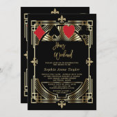 Invitation Vegas Casino Royale Art Déco Bachelorette Week-end (Devant / Derrière)