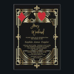 Invitation Vegas Casino Royale Art Déco Bachelorette Week-end<br><div class="desc">Luxe Gold Art Déco Vegas Bachelorette Weekend Casino Royale Style carte design. Il présente un style Art déco d'or des années 1920 rugissant, or royal Fleur-de-lis, écriture moderne en lettres : Hens Weekend et Détails, jouer des costumes de cartes. Utilisez l'outil Personnaliser pour ajouter vos informations. Plus d'idées dans ma...</div>