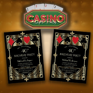 Invitation Vegas Casino Royale Great Gatsby 40e anniversaire