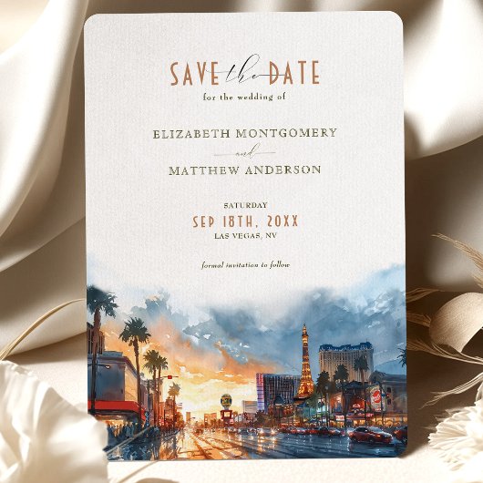 Invitation Vegas Golden Twilight Économisez à la date