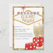 Invitation Vegas Red Parties scintillant Dice & Champagne Jeu (Devant)