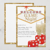 Invitation Vegas Red Parties scintillant Dice & Champagne Jeu (Devant / Derrière)