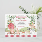 Invitation Végétal Animaux de ferme Barnyard Boy Baby shower (Debout devant)