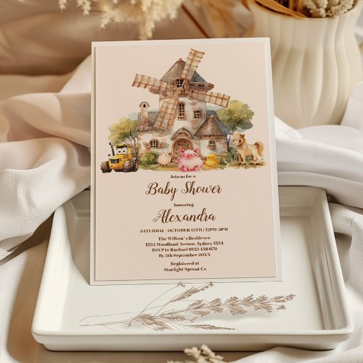 Invitation Végétal Animaux de ferme Barnyard Boy Baby shower