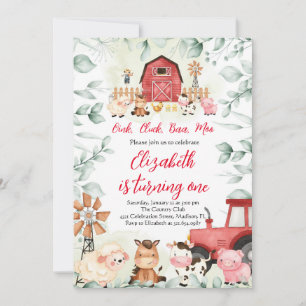 Invitation Végétal Animaux de ferme Barnyard Red Boy Annivers