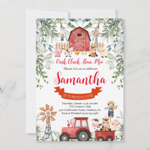 Invitation Végétal Animaux de ferme Barnyard Red Boy Annivers