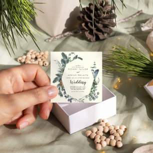 Invitation Végétal d'hiver   Mariage recto verso ivoire