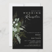 Invitation Végétal et feuilles d'or | Réception de mariage no (Devant)