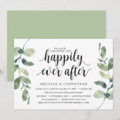 Invitation Végétal Eucalyptus, Encre noire, Mariage en Elopem (Devant / Derrière)