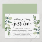 Invitation Végétal Eucalyptus, Encre noire, Mariage en fuite (Devant / Derrière)