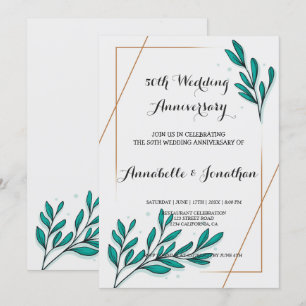 Invitation Végétal Floral Gold Foil Leav Mariage Anniversaire
