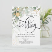 Invitation Végétal Floral Wreath aquarelle Calligraphie (Debout devant)