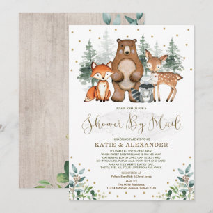 Invitation Végétal Or Bois Animaux Baby shower Par Courrier