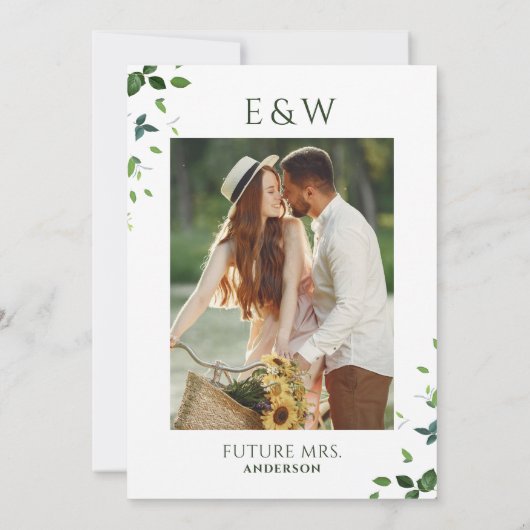 Invitation Végétal Photo Couples Douche (Dos)