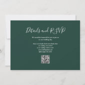 Invitation Végétal QR Code Photo Emerald Green Mariage (Dos)