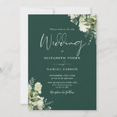 Invitation Végétal QR Code Photo Emerald Green Mariage (Devant)