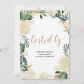 Invitation Végétale ivoire fleurie couronne or nuptiale douch (Dos)