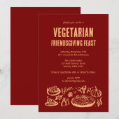Invitation VÉGÉTARIEN Whimsgiving Friendsgiving (Devant / Derrière)