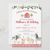 Invitation Végétation animale agricole 1er anniversaire (Devant)