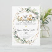 Invitation Végétation Animaux australiens Baptême & 1er anniv (Debout devant)