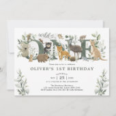 Invitation Végétation Animaux australiens Wild Un 1er anniver (Devant)