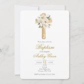 Invitation Végétation avec croix Baptême (Devant)