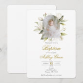 Invitation Végétation avec image Baptême (Devant / Derrière)