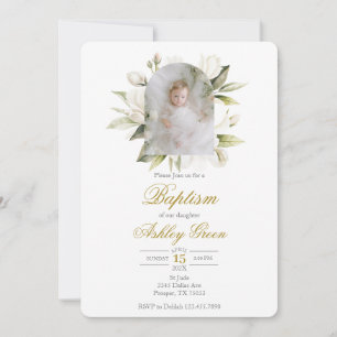 Invitation Végétation avec image Baptême