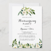 Invitation Végétation Blanc Automne Floral Fête de la Maison (Devant)