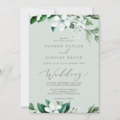 Invitation Végétation boisée | Mariage vert à la menthe (Devant)